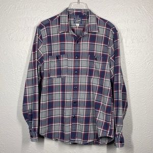 J. Crew Navy Blue Gray Red White Plaid Long Sleeve Button Up Shirt Size …